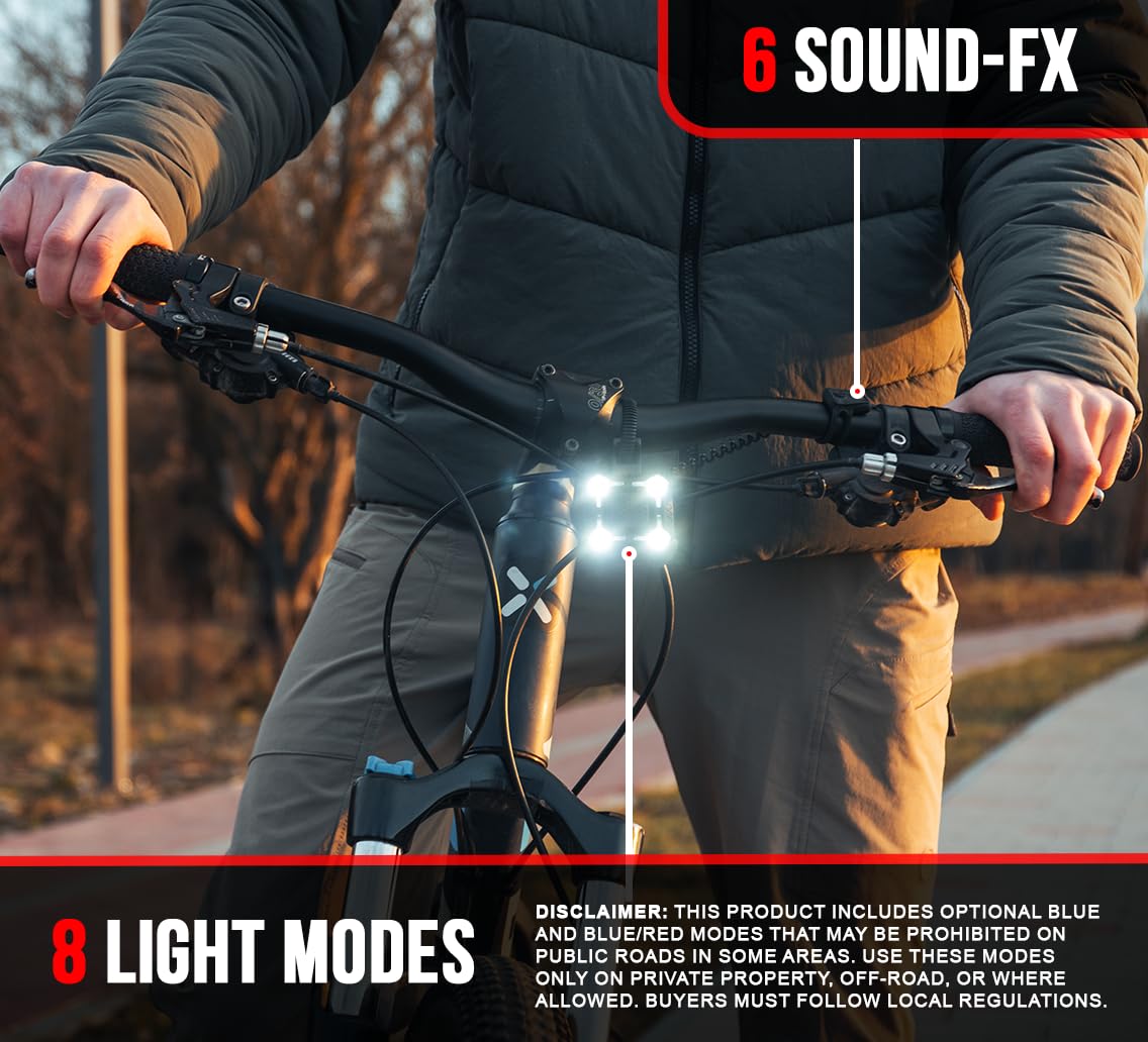 [NEW V2] ZIREN 140dB Loud Bike Horn & LED Light, Loudest Electric Bicycle Horn, New V2 Control Switch, USB-C Rechargeable Horns + Bike Lights Front and Back Set for Adults Kids Scooter Ebike