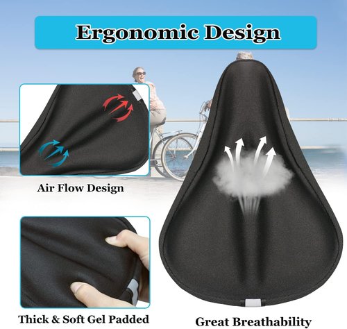 Geronmine Gel Bike Seat Cover - Padded Saddle Cushion for Men & Women | Comfortable for Indoor & Outdoor Cycling