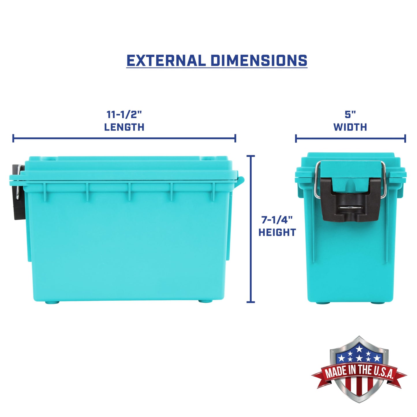 Sheffield 12633 Ammo Storage Box, Stackable .30 Cal Field Boxes, Water and Dust Resistant, Lockable Storage Box with Handle, Secures Hunting Gear, Supplies, and Bullets, Made in USA, Teal, 1-Pack