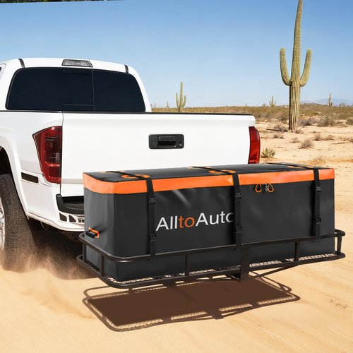 AlltoAuto 30 CuFt Waterproof Cargo Bag for Hitch Carrier | 60"x24"x36" Trailer Hitch Cargo Carrier | Weatherproof Truck Bed Storage with Straps, Lock & Carry Case | PVC Vehicle Soft-Shell Carriers