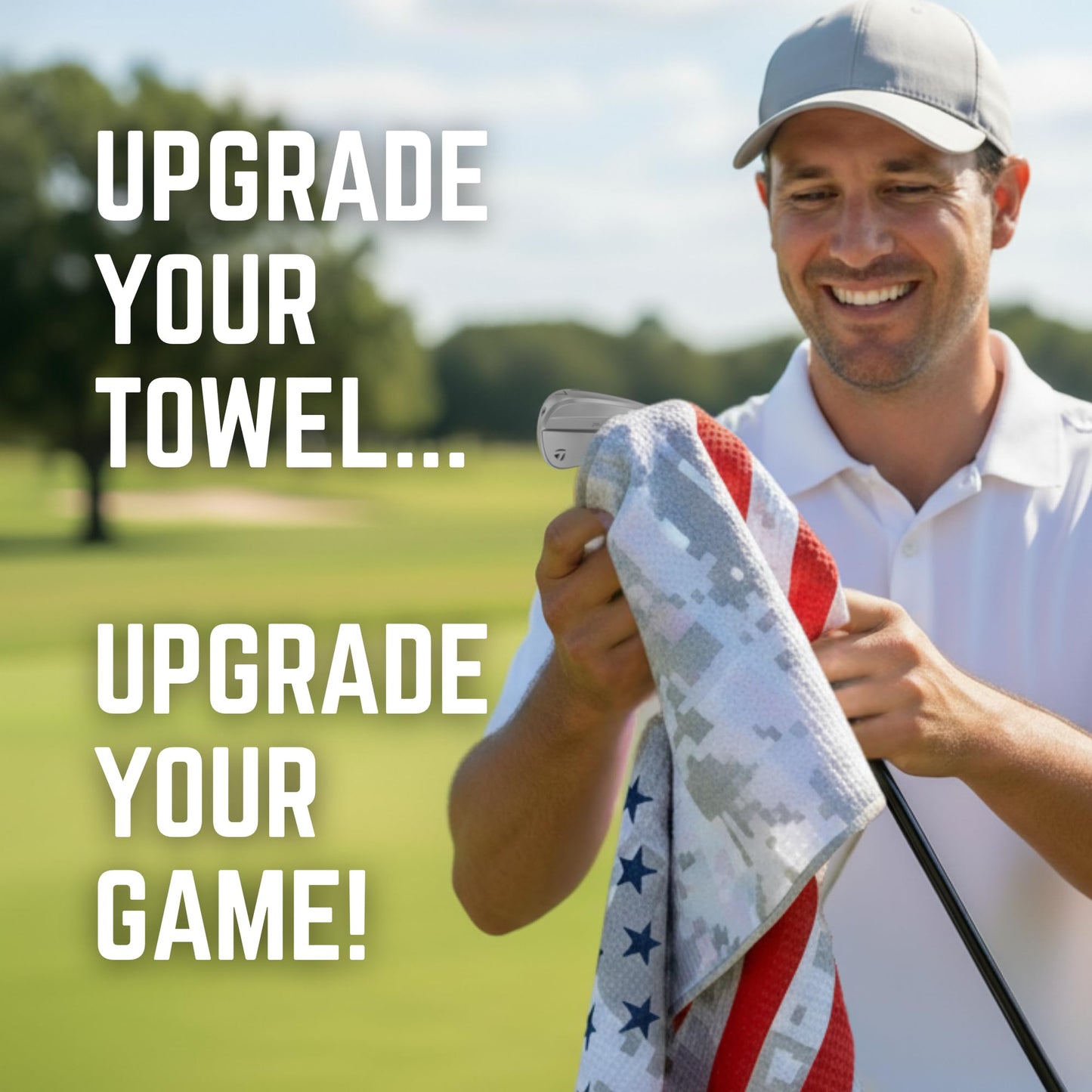 Pin Hunters American Flag Microfiber Golf Towel | Black Camo | Premium Waffle Towel with Clip | Large 31"×15.5" Towel for Golf Bags | Accessories for Men | Fun Gift for Husband | USA Pride