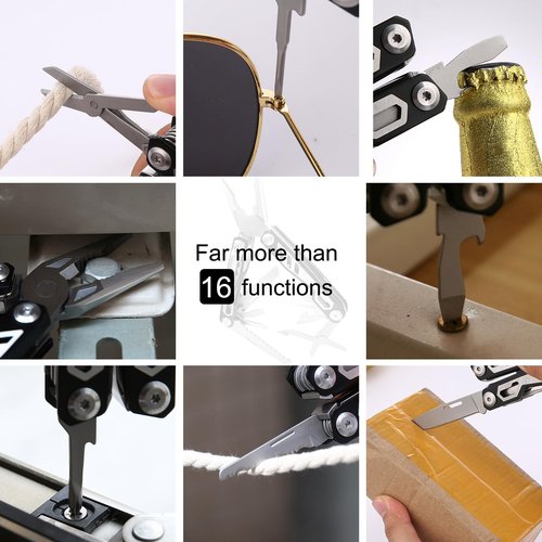 Gifts for Men, KUPERIA Multitool Needle Nose Pliers, 16-in-1 Stainless Steel Multi Tool Pocket Knife, Cool Gadgets, Survival Knife with EDC Pouch Used as Bottle Opener, Screwdriver, saw etc