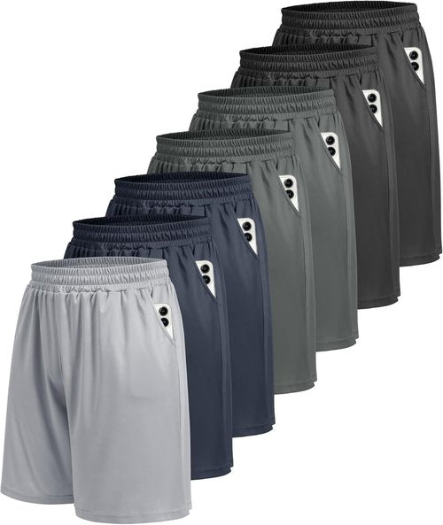 BOOJO Athletic Gym Shorts for Men - Quick Dry Black Basketball Shorts with Pockets | 5 Pack Activewear