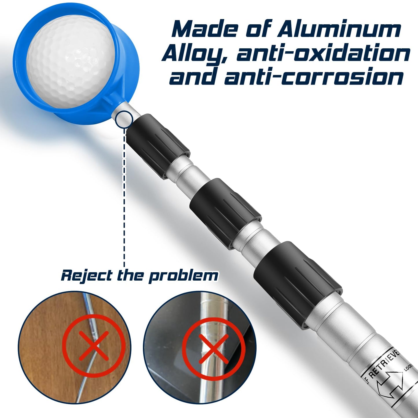 prowithlin Golf Ball Retriever, 18ft Aluminum Alloy Golf Balls Retrievers Telescopic Golf Accessories Golf Gift for Men