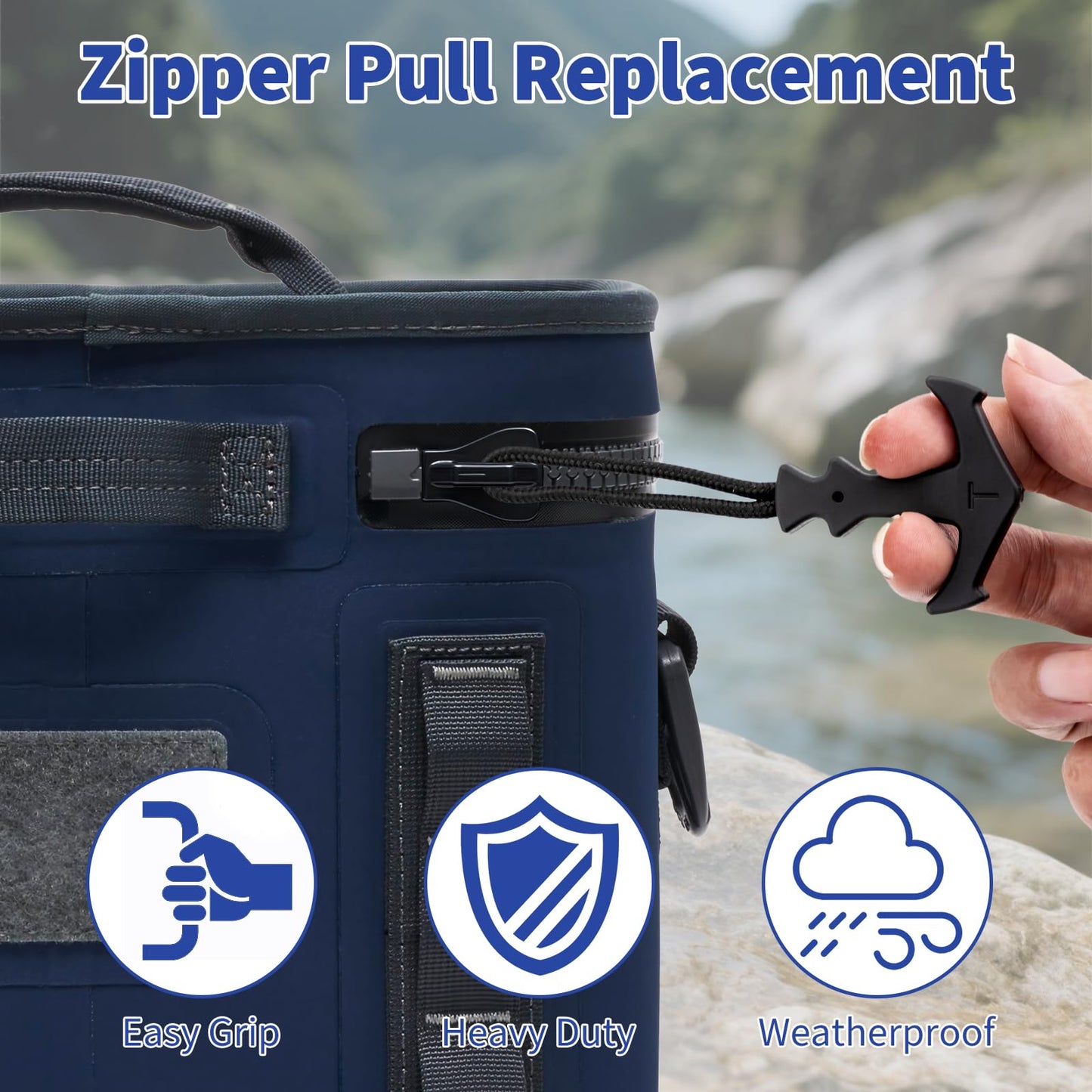 4 PCS Zipper Pulls Replacement Compatible with Yeti Cooler, Heavy Duty T-Shaped Zipper Pulls, Durable Pullers Made of Tough Paracord and Strong Plastic, Ideal for Coolers, Backpack and Totes