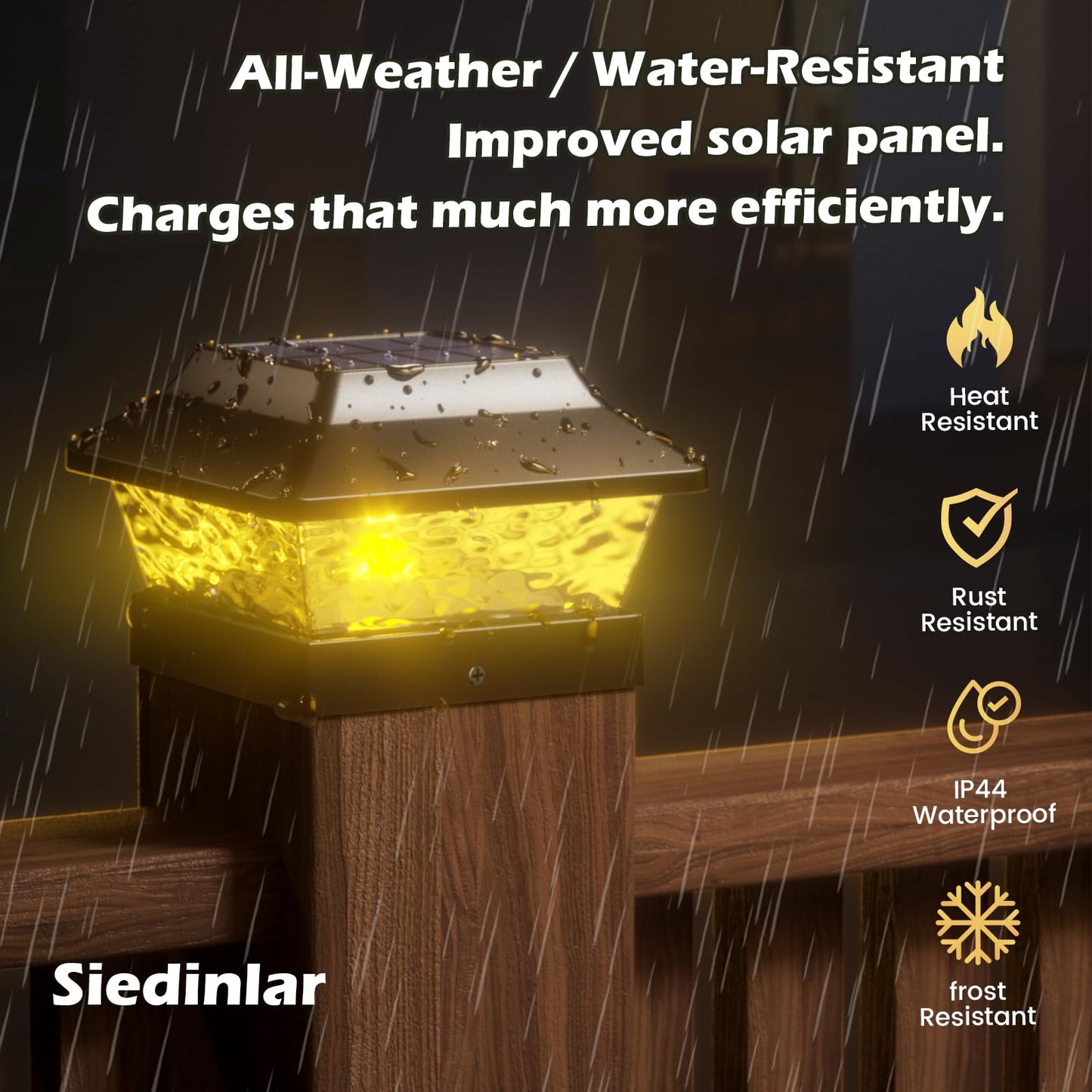 SIEDiNLAR 4x4 Solar Post Cap Lights 2 Modes Metal Deck Fence Post Light Waterproof Outdoor for 3.5x3.5 4x4 Vinyl Wooden Posts Patio Garden Decor, Warm/Cool White (12 Pack, Black)