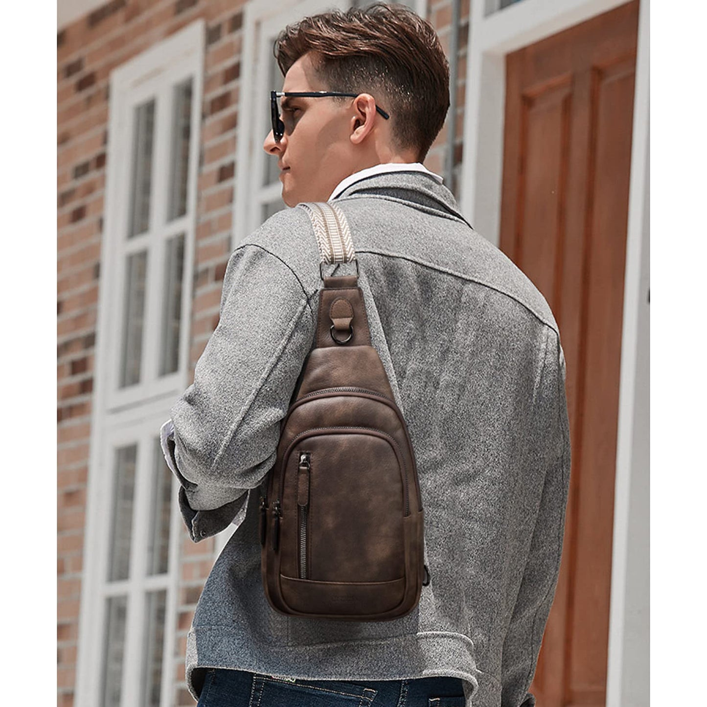 CLUCI Crossbody Bags for Women Men,Leather Sling Bag Cross Body Backpack for Woman Gifts for Women Birthday Unique