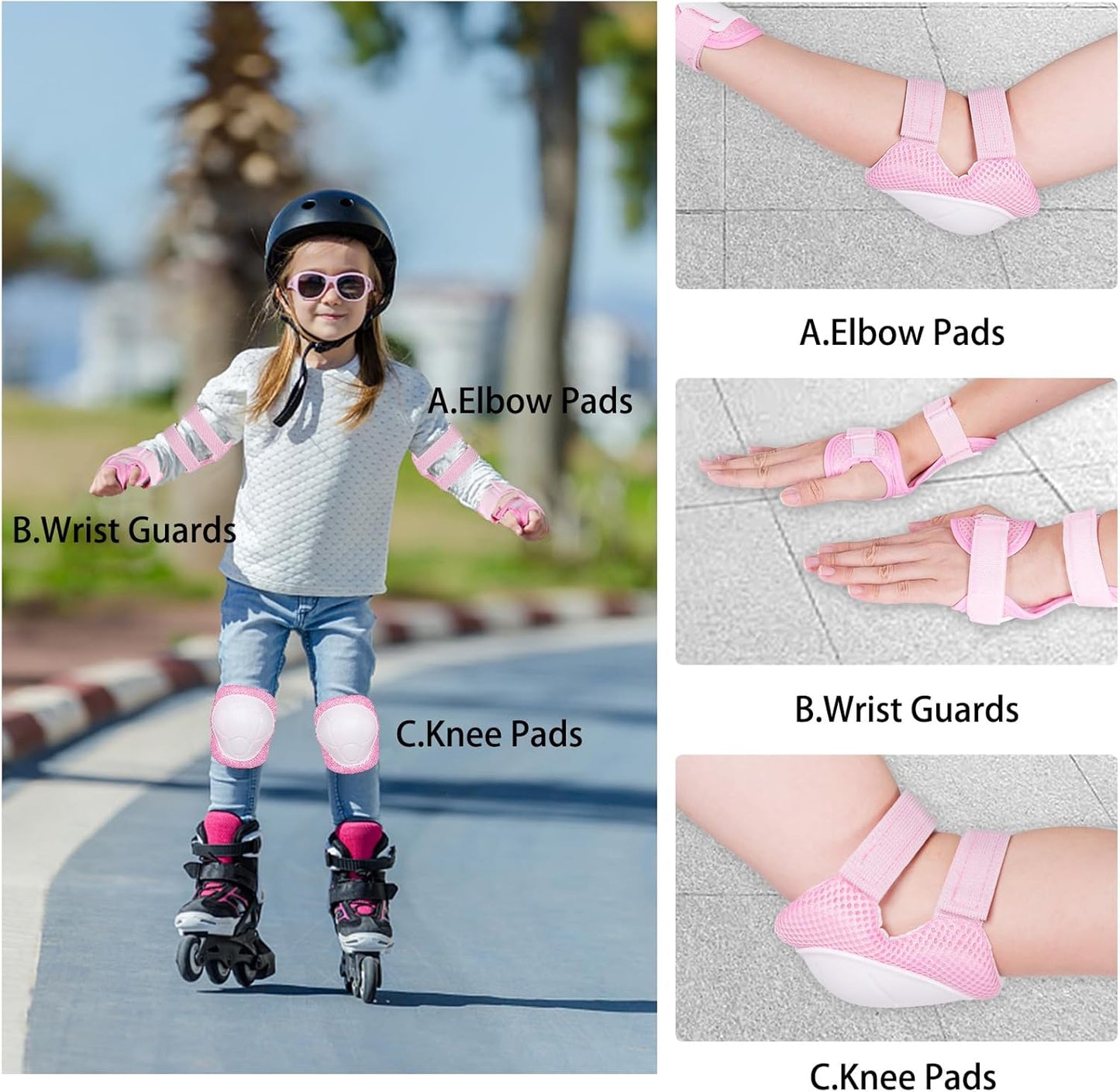 Skiennix Kids Protective Gear Set - Knee Pads, Elbow Pads & Wrist Guards | 3-14 Years, Ideal for Skateboarding & Cycling
