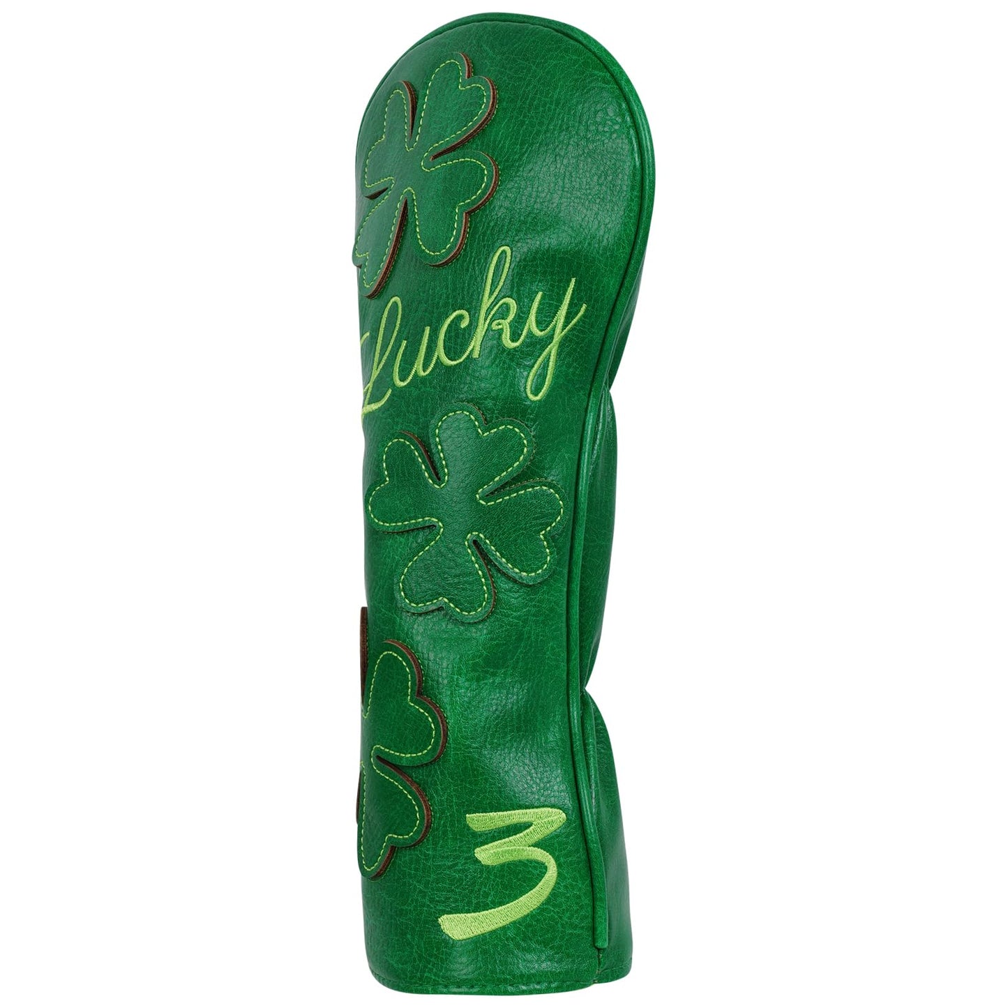 Golf Headcovers Golf Club Head Covers Four Leaf Clover Good Luck Charm - Clover Style Premium Leather Driver Fairway(FW) Wood Hybrid(UT) with Number Tags (Fairway Wood 3 Headcover-Green)