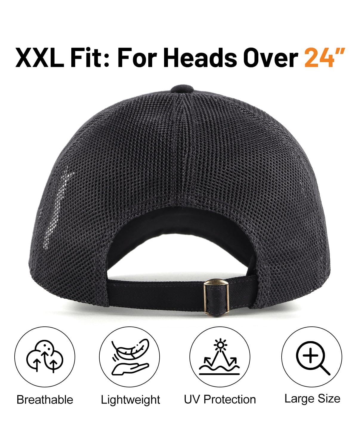 Zylioo Extra Large Trucker Hat for Men,Big Head Mesh Back Baseball Cap,XXL Adjustable Summer Cap Solid Color