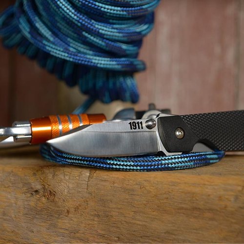 Cold Steel 1911 Folding Knife with Liner Lock, Checkered Griv-Ex Handle, Ambidextrous Pocket Clip, and Flipper, Silver & Black