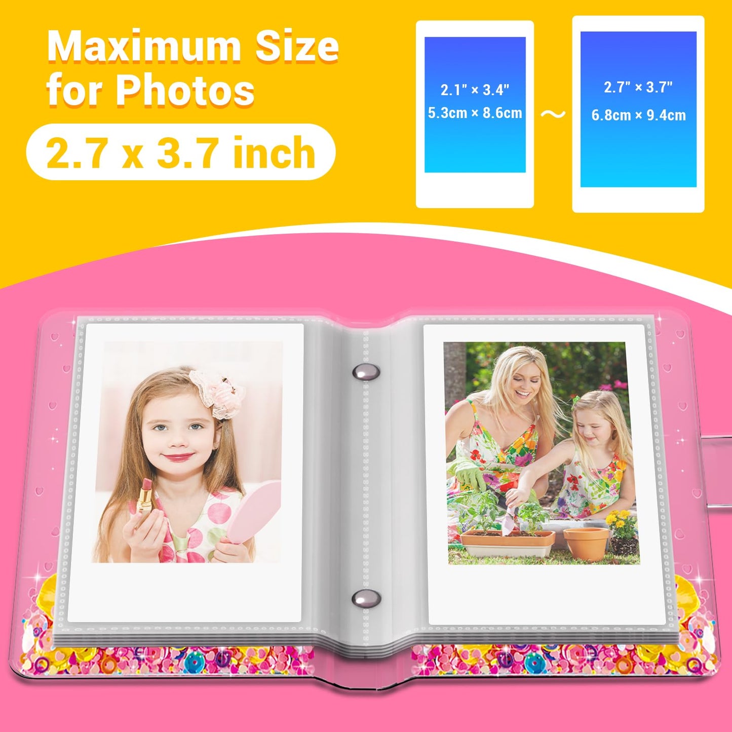 Small Photo Album 2x3 for Instax Mini Series Instant Film, 3 Inch Mini Photo Album for Polaroid Snap, SocialMatic Instant Cameras & Zip Printer, Gift for 3~10 Year Old Girl(Holds 60 Photos)