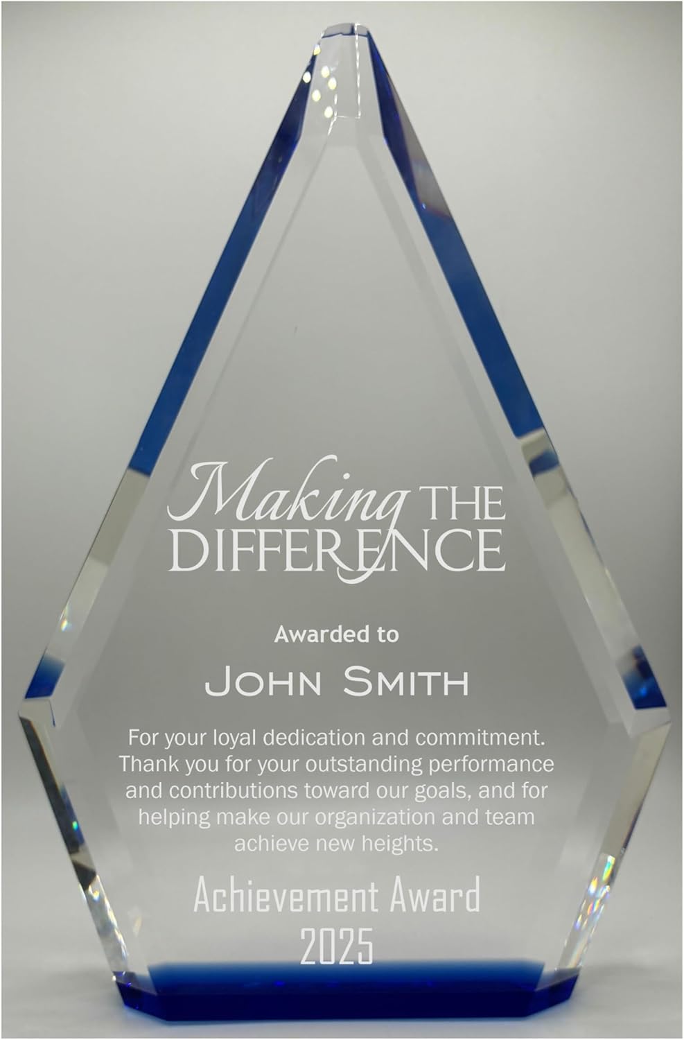 Skiennix Customizable Solid Crystal Trophy - 8 Inch Personalized Award for Employee Recognition