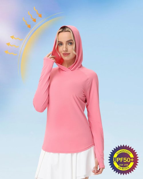 Isnowood Women's UV Protection Rash Guard - UPF 50+ Long Sleeve Lightweight Shirt for Outdoor Activities