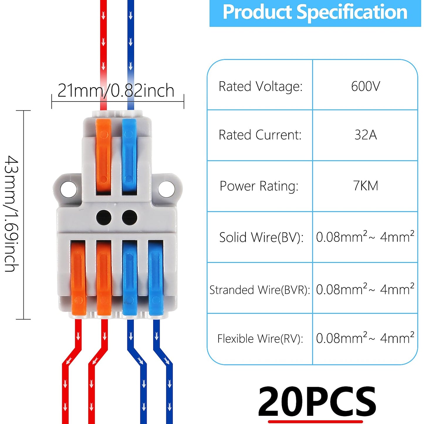 MELIFE 10PCS Lever Wire Connectors, 2 in 6 Out Quick Wire Connectors, Electrical Lever Nuts Wire Connectors Push-in Conductor Terminal Block AWG 28-12