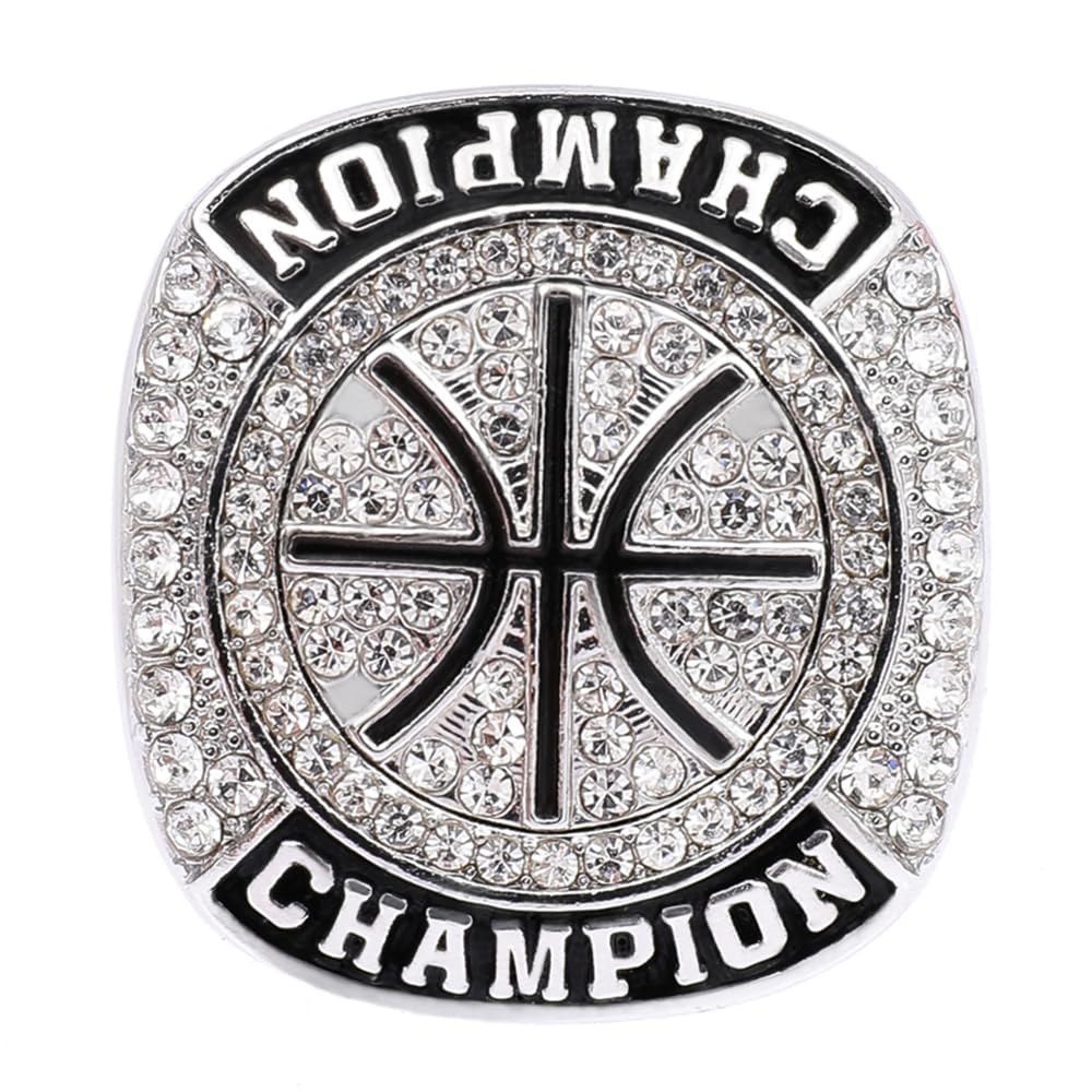ZZXZJW 12 Pcs Basketball Championship Ring Trophy Award Gift Tournament Championship Ring Winner Tournament Team, from Size 8 to 11, (Silver, Size 7)
