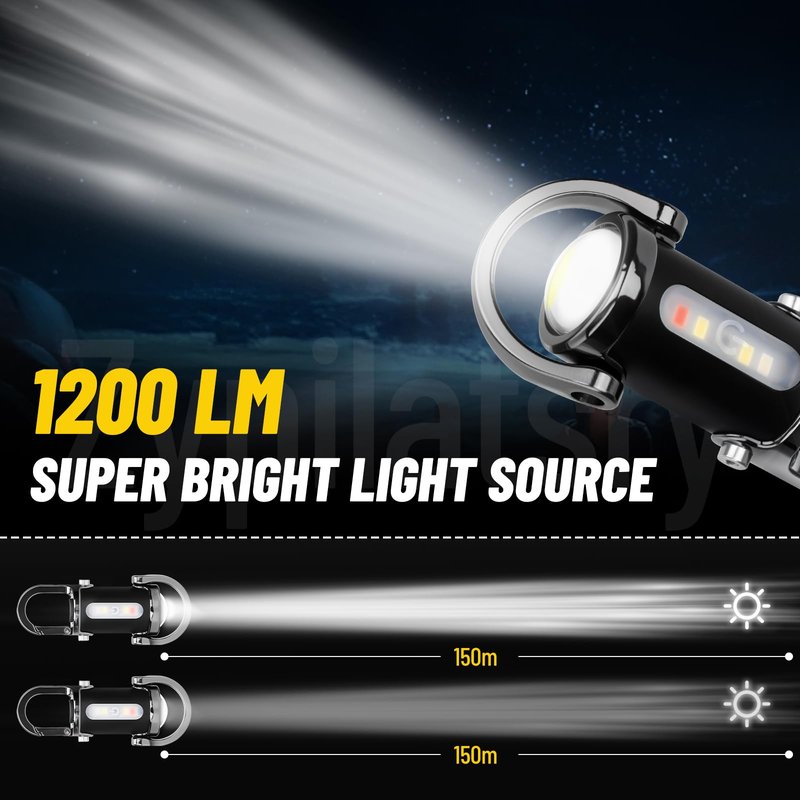 Zypilatsry 1200LM Super Bright Mini Led Flashlights USB Rechargeable Small Waterproof Keychain Flashlight Rescue, Camping-Black