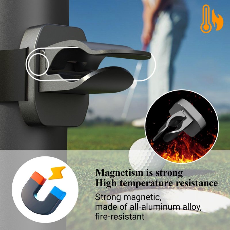 RTOCHG Magnetic Holder Clip for Golf Cart, Universal Fit 30-70 Ring Gauge, Mystery Ash Metal with Velcro Mount, Golf Cart Accessories with Storage Bag
