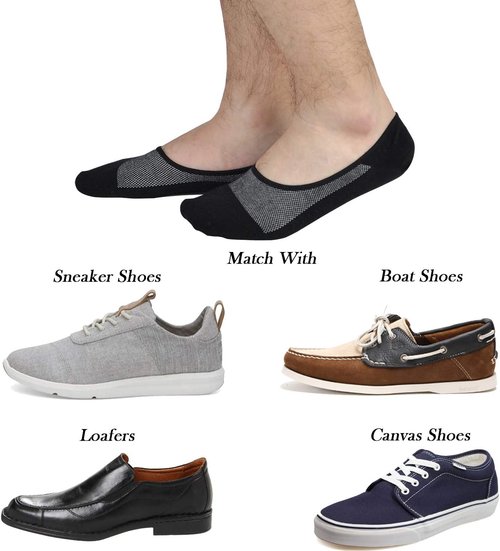 Jormatt No Show Socks for Men - Low Cut Cotton Loafer Sneakers with Non-Slip Grips