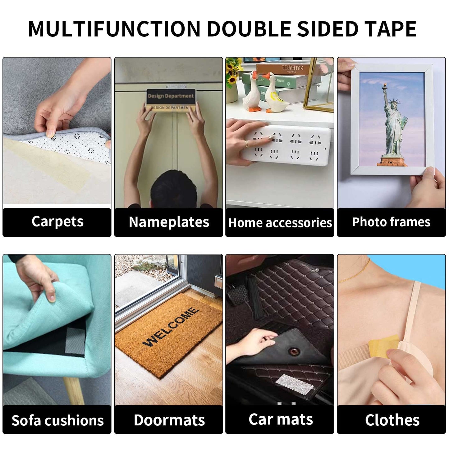 Birllaid Fabric Tape Multifunctional Double Sided Tape,Clear Tape for Clothes,Double Stick Carpet Tape Heavy Duty 1inchx66FT 20m High Stickness Strong 2 Sided Tape
