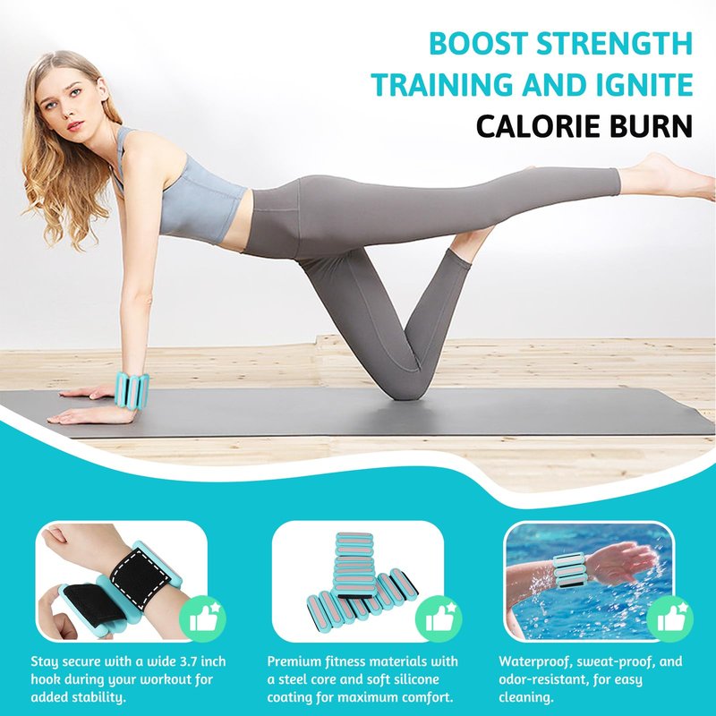 SOLY Wrist Ankle Weights for Women, Wearable Strong Arm & Leg Weights,Adjustable Wrist Weighted Bracelet for Yoga,Aerobics,Barre,Dance,Set of 2 (0.5LB Each)