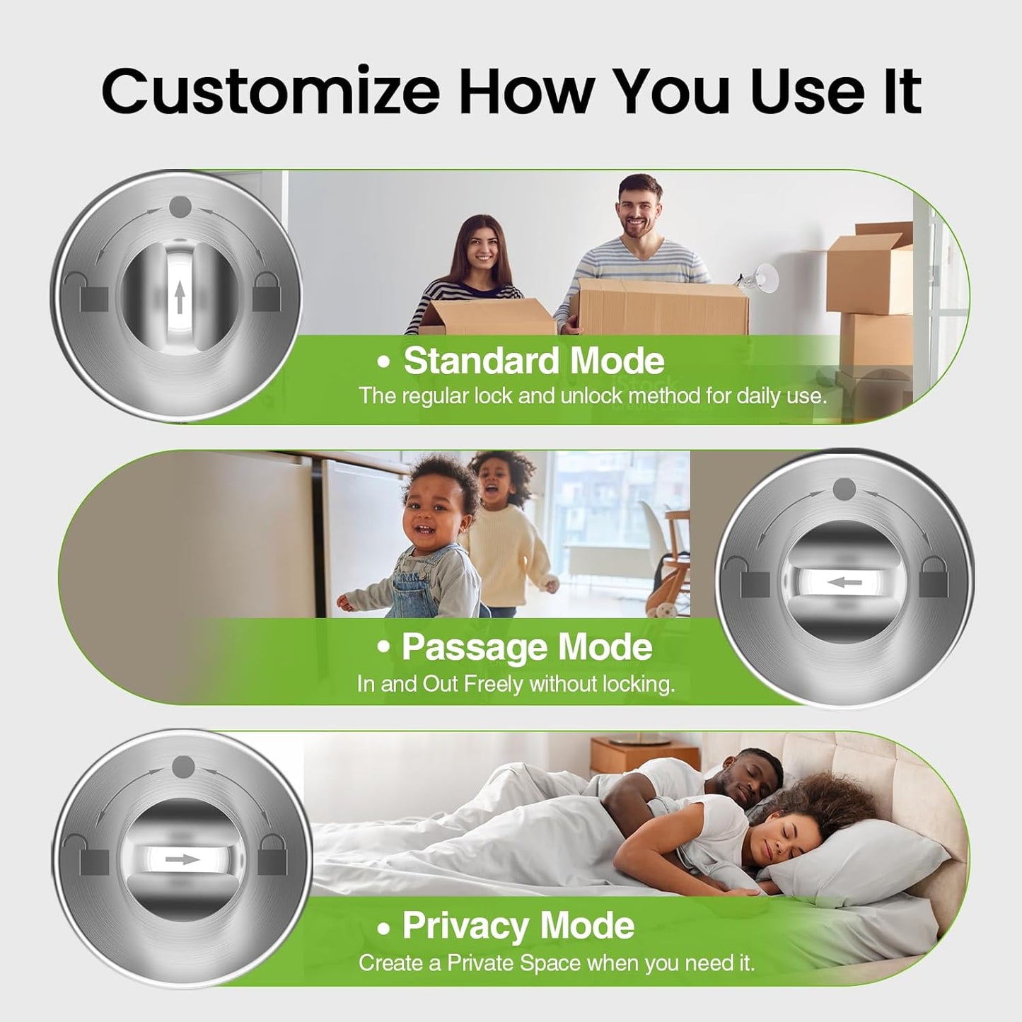 Smart Fingerprint Door Lock with App Control - 3-in-1 Biometric Knob for Home & Office