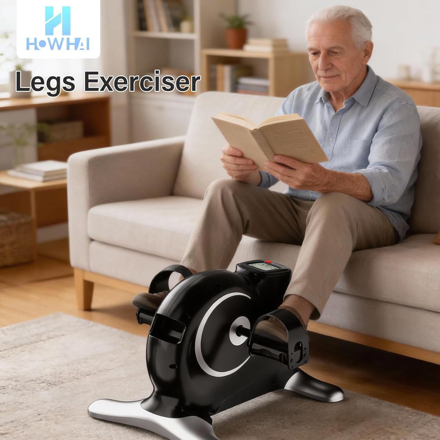 Under Desk Bike Pedal Exerciser - Mini Exercise Bike for Arm & Leg Workouts | Portable with LCD Display