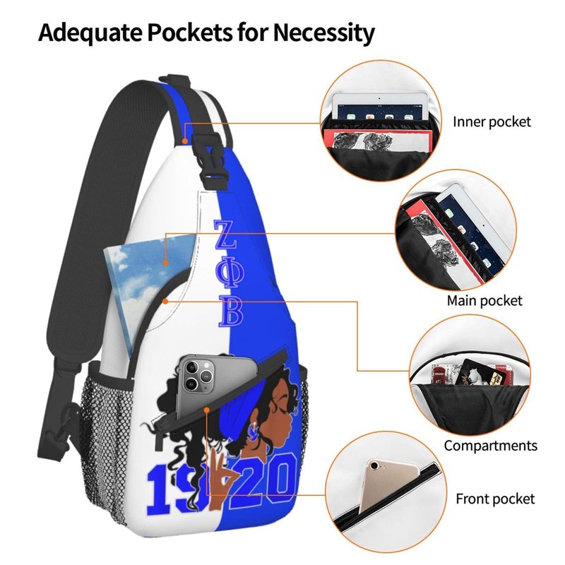 Sling Bag for Women Sorority Paraphernalia Gifts Lightweight Crossbody Daypack with Adjustable Chest Bag for Sports Travel, Hiking
