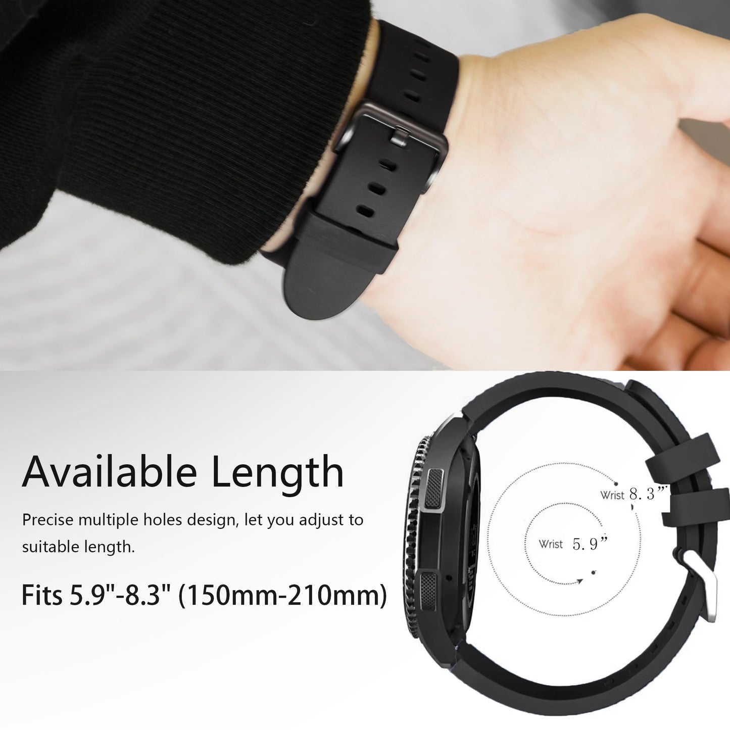 Compatible with Garmin Venu X1 Bands, Quick Release Silicone Replacement Soft Band Wristbands Straps with Stainless Steel Buckle Compatible with Garmin Venu X1 Smartwatch (Black)
