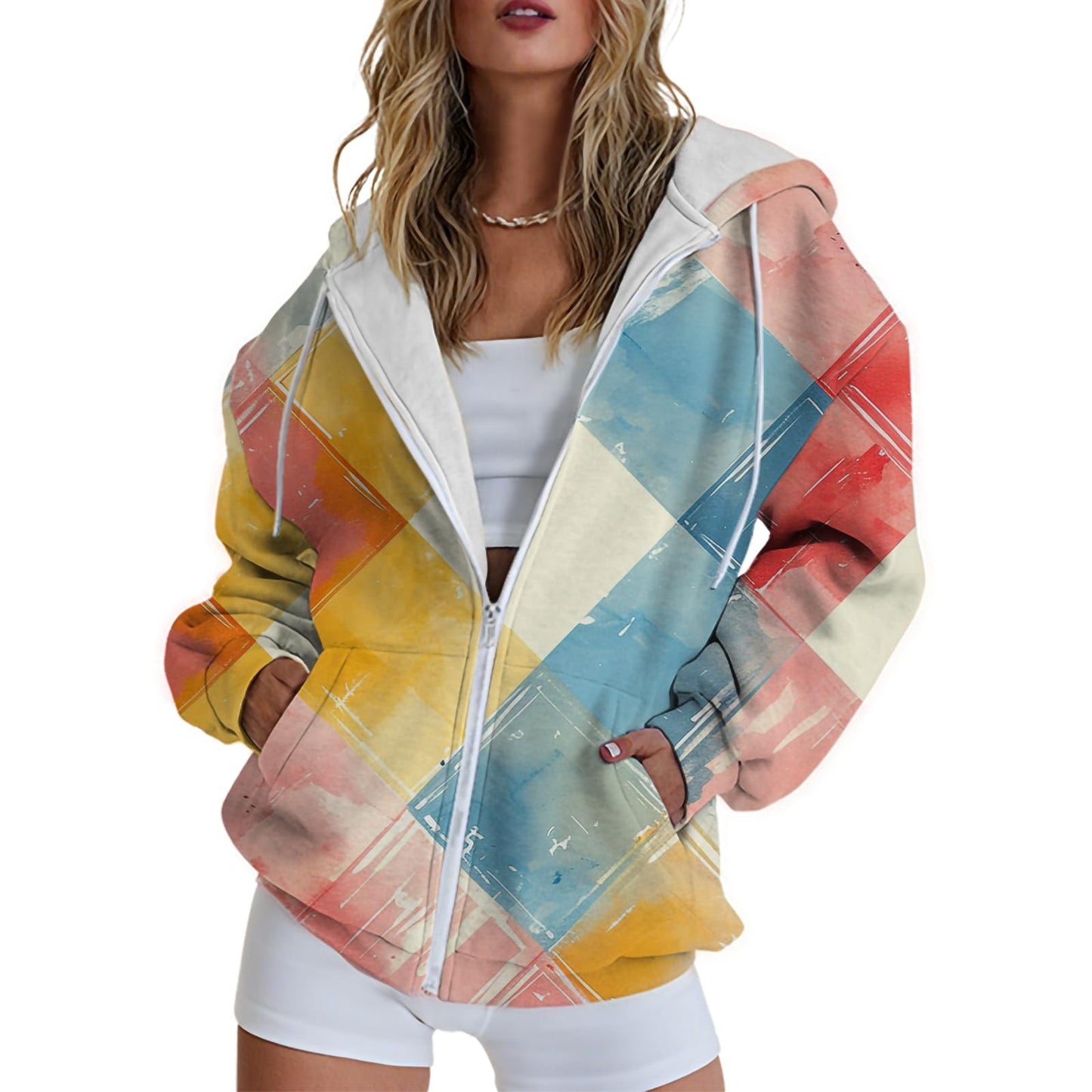 domirica Oversized Sweatshirt Women Long Sleeve with Pockets Plaid Fall Sweatshirts Hoodies Comfy Lightweight Jackets for Women Casual Spring Tops for Women 2025 Fashion Clothes,XL