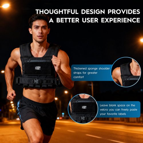 ENERGI CORE Adjustable Weighted Vest , 20lbs/30lbs/40lbs - Heavy Duty Tactical Weight Vest for Men & Women Workout - Removable Iron Weights, Reflective Strip & Zipper Pocket - Strength Training, Running & Fitness