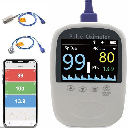 Skiennix Handheld Fingertip Pulse Oximeter - Bluetooth Oxygen Tracker with Free App | Accurate SPO2 & Pulse Rate Monitor for Adults