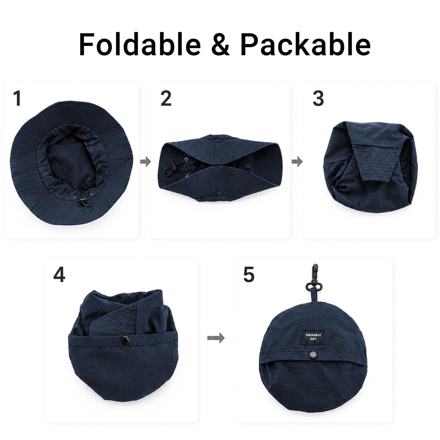 PFFY Packable Sun Bucket Hat for Men Women Outdoor Sun Hats Blue (Loose)