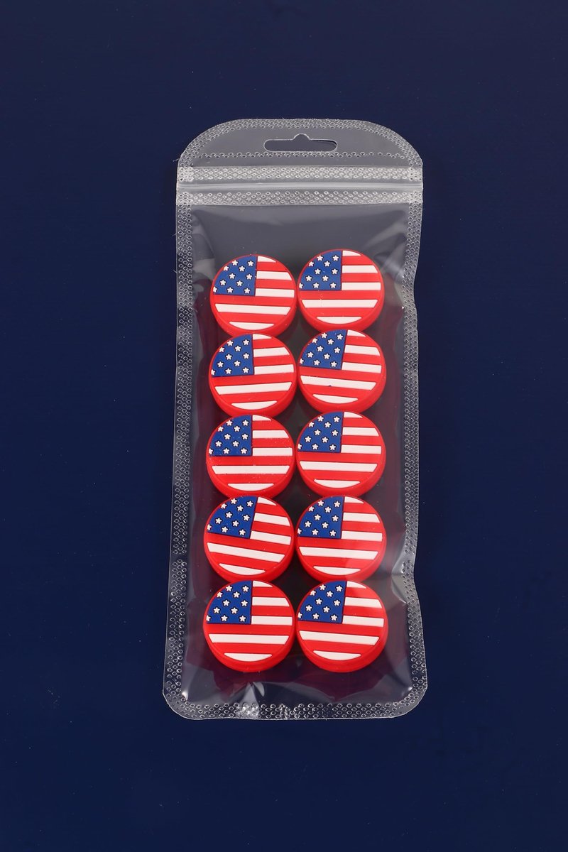 Novelyza American Flag Tennis Racket Dampener: Silicone Tennis Vibration Shock Absorbers - USA Patriotic Racquet Damper for Sporter, Tennis Accessories (10 Pack)