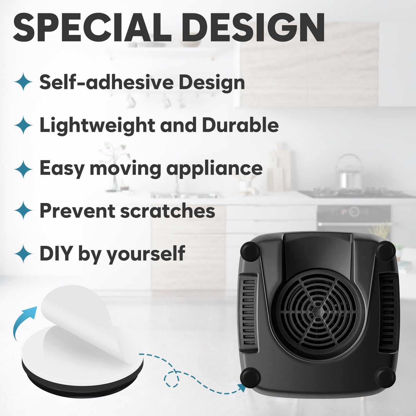 Appliance Sliders for Kitchen Black 24 PCS Self-Adhesive Small Kitchen Appliance Slider Hacks Easy to MovIing & Space Saving Must Have Gadgets Mixer Accessories for countertop