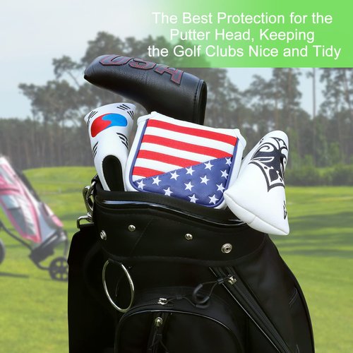 GonaFit USA Flag Magnetic Closure Golf Mallet Putter Head Cover for Taylormade Odyssey Scotty Cameron Ping, Durable and Light-Weighted Mallet Putter Headcover