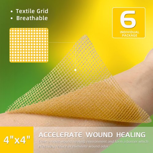 POLYNEW Manuka Honey Gauze Dressing, 6 Individual Pack, 4"x4" Patches, Manuka Honey Wound Care Gauze, for Cuts, Scald and Burns for Wound Healing Dressing