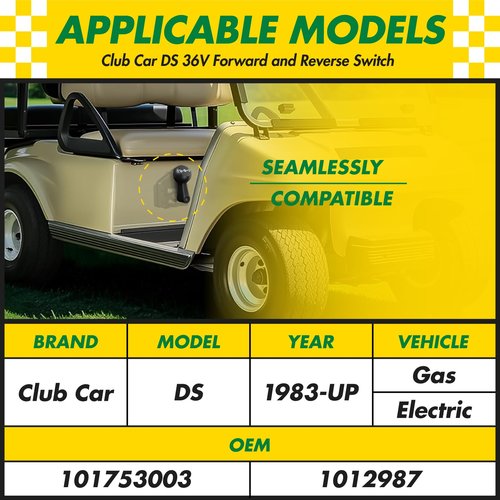 IOOBLBEI Golf Cart 36V Forward and Reverse Switch Assembly with Handle, Fits Club Car DS 1983-Up Gas&Electric Golf Carts, Replace Club Car DS Forward and Reverse Switch OEM# 101753003, 1011997