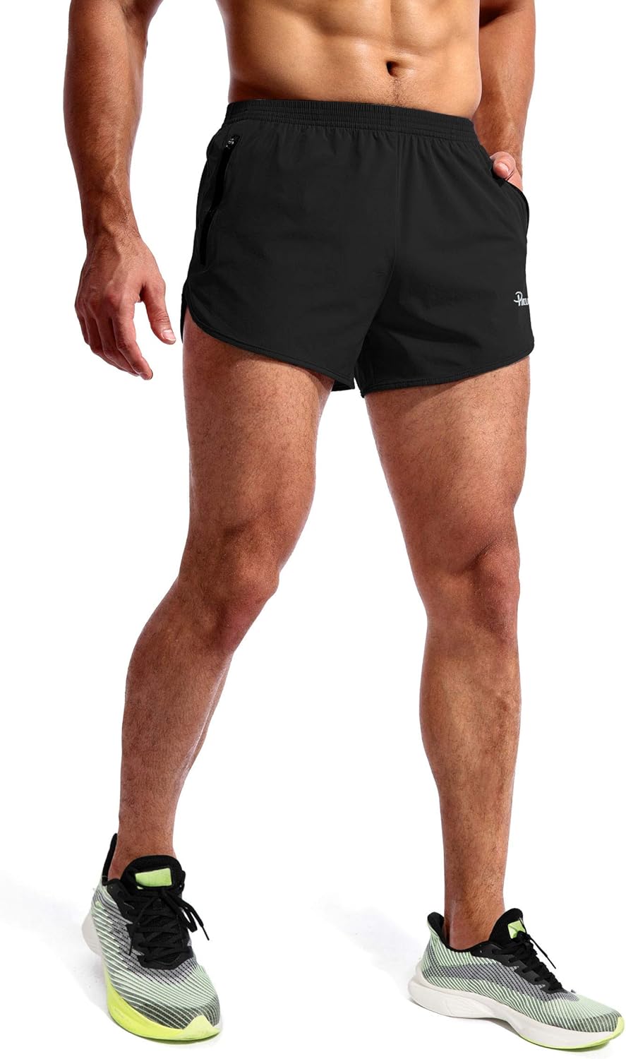 Pudolla Men's Running Shorts - 3 Inch Quick-Dry Athletic Gym Shorts with Zipper Pockets
