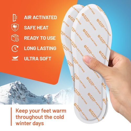 Insole Foot Warmers – 40 Pack | 10+ Hour Air-Activated Foot Warmers Disposable | Thin Adhesive Feet Warmers for Outdoor Comfort | TSA Approved Insole Warmers