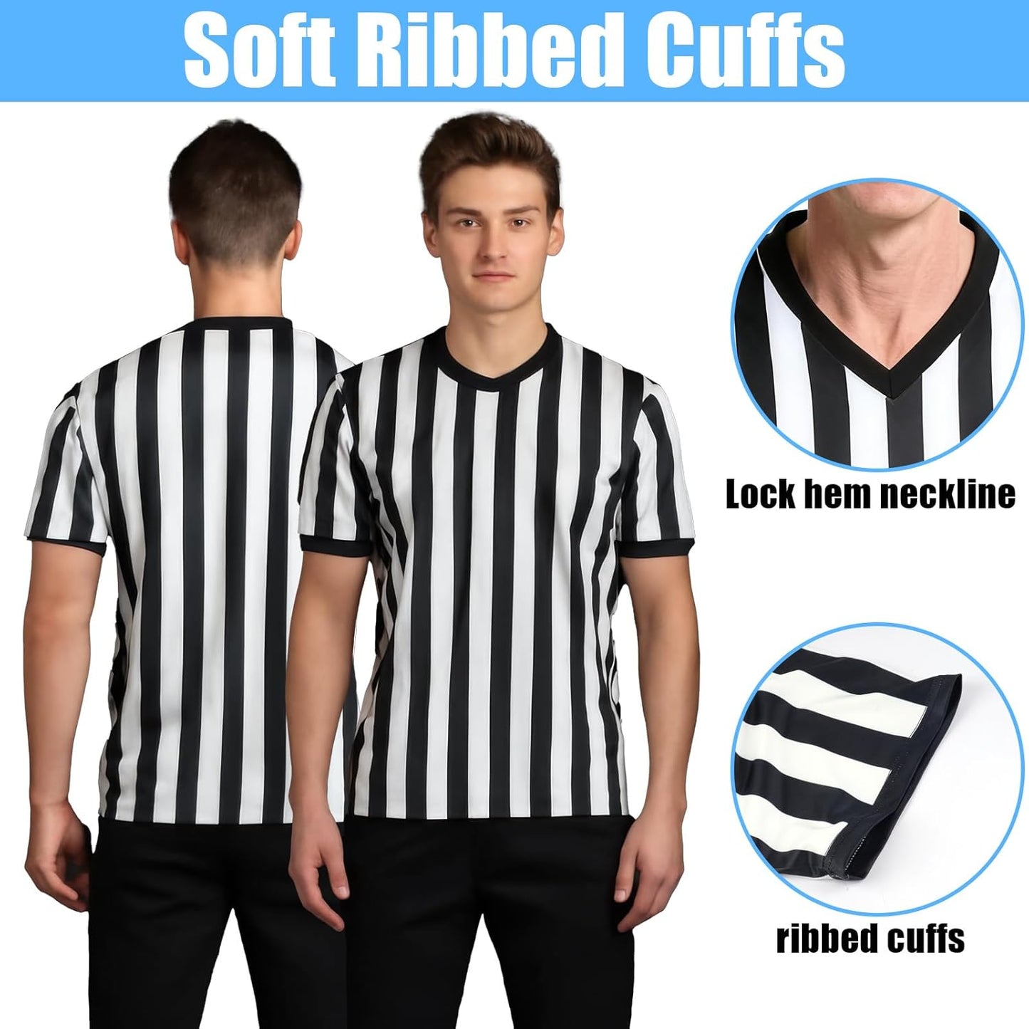 Skiennix Basketball Referee Shirt - V-Neck Design for Men & Women | Short Sleeve Comfort
