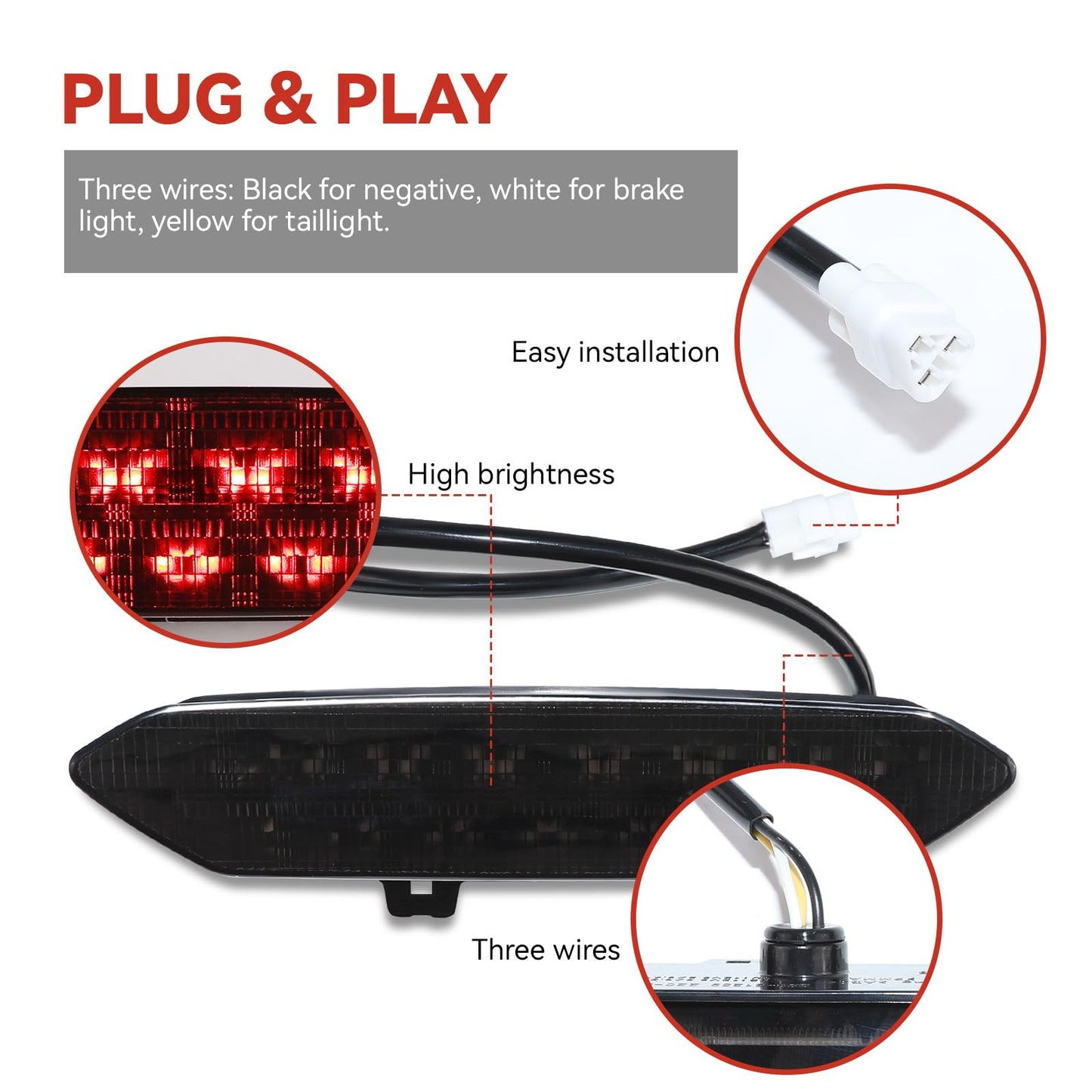 XATVXUTV LED Tail Light for Yamaha Raptor 700 700R, Smoked Black Brake Light LED Rear Taillight for Yamaha Raptor 700R 700 2006-2018 / YFZ450R YFZ450X YFZ 450R 450X 450 R X 2009-2018 Accessories