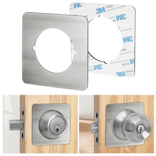 MOSECYOU Door Knob Backing Plates Square, Satin Nickel, Door Reinforcement Plate, Scar Plates for Door Knob/Deadbolt, Door Handle Cover Filler Fixing Repair Backplate