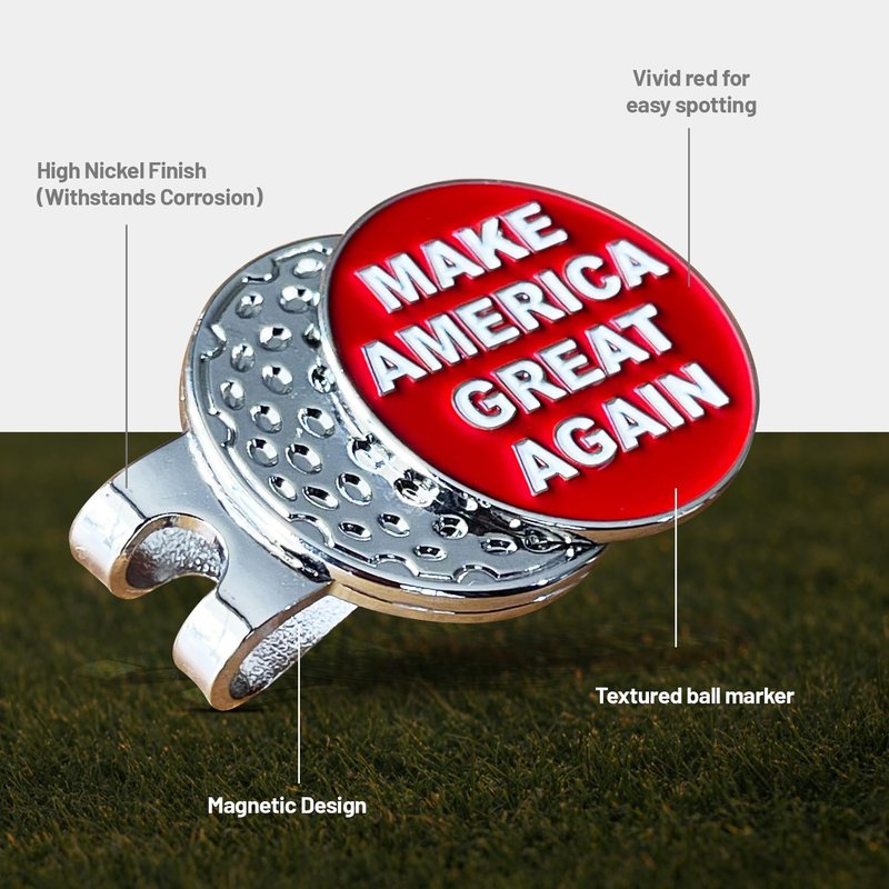 wolph American Golf Ball Marker - Magnetic Hat Clip – Funny Golf Gifts, Golf Accessories for Men Women – Premium Iconic Red, Easy to Spot