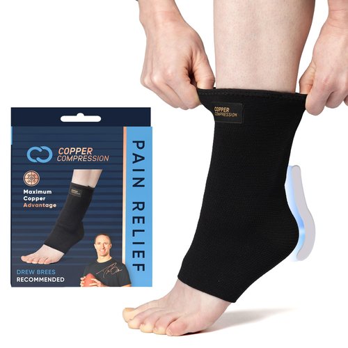Copper Compression Achilles Support Sock – Silicone Gel Support for Tendonitis, Injury Recovery & Pain Relief – Lightweight, Breathable Compression for Swelling & Circulation – Wear Day & Night – L/XL