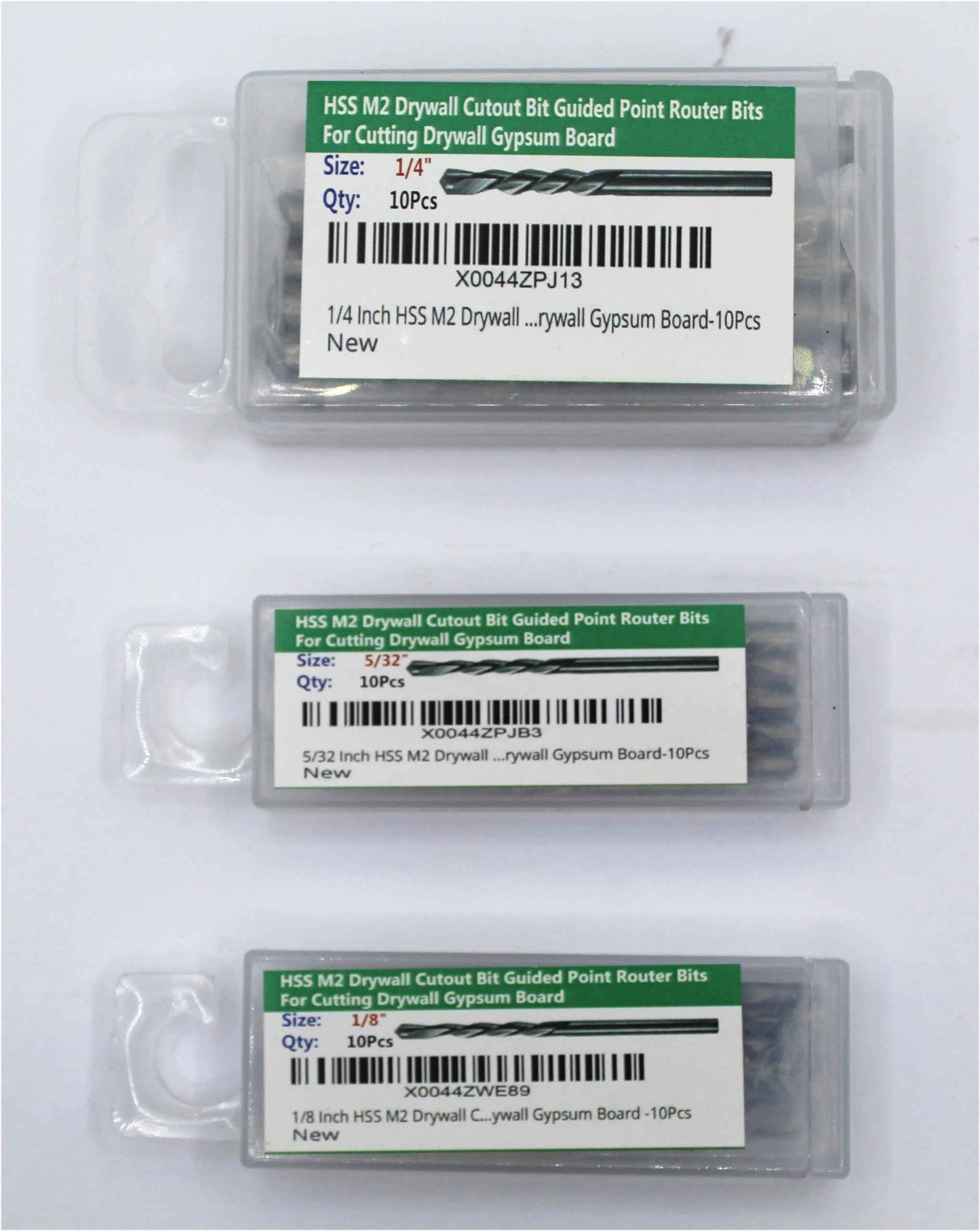 Drywall Cut Out Bit 1/4 Inch Guidepoint Rotary Router Tool Bit HSS Cutout Saw Bit Cut Bits for Gypsum Board-10Pcs