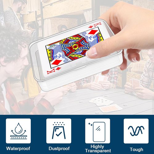 Clear Plastic Card Deck Box by [Brand Name] - 4 Pack Snaps Closed Storage for Trading & Business Cards