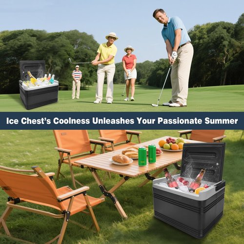AIPSET Universal Golf Cart Ice Cooler, Portable 8L Ice Box Compatible with EZGO/Club Car/Yamaha, Allow 48 Hrs Fresh, Ice Chest Box, for Drinks, Camping, Beach, Fishing