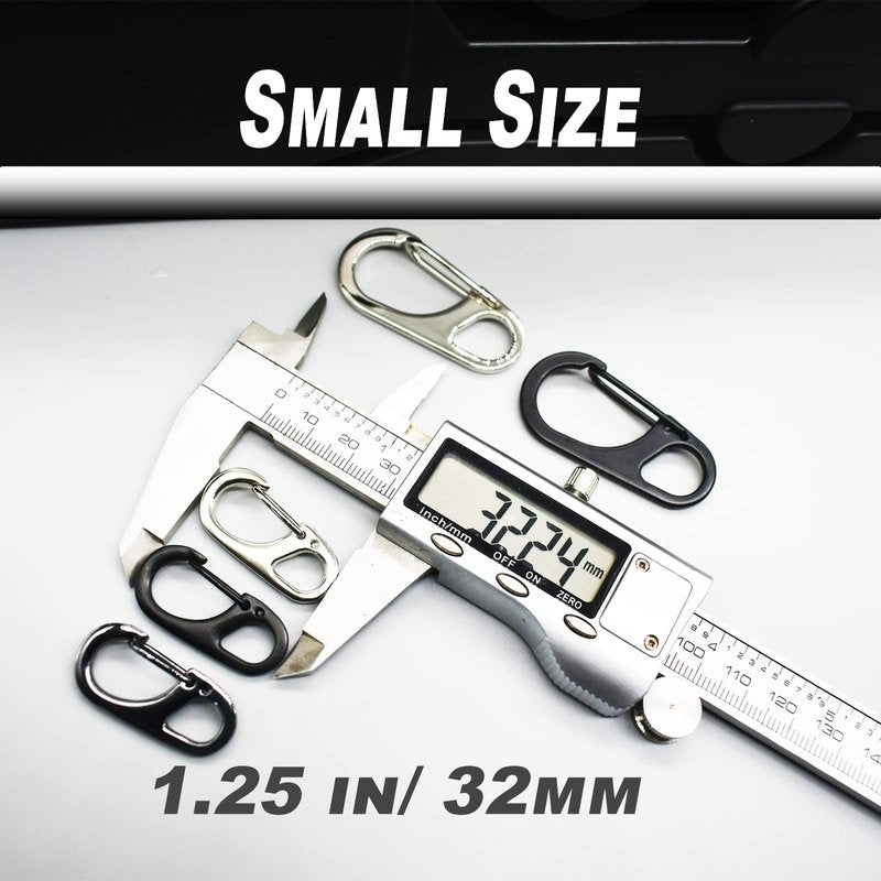 Bytiyar Small Carabiner Clips 1.25 inch (32mm) Metal Snap Hooks with Fixed Eye Spring Gate Keychain Parocord Rope Clasps Accessories, 30 Pcs Black