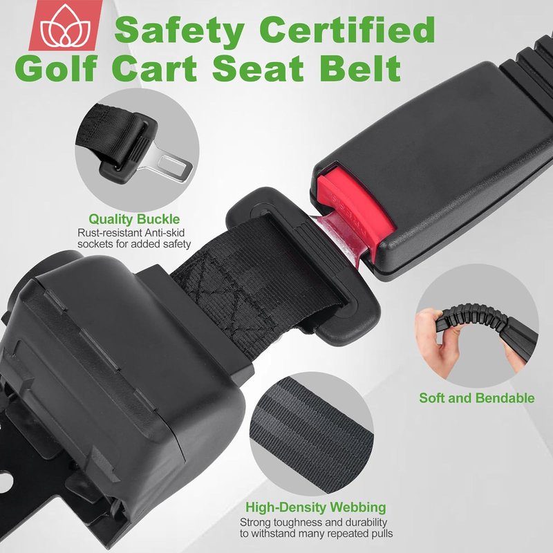Courage Joy Kindness Retractable Golf Cart Seat Belts Kit,61" 2 Point Adjustable Seat Belts Universal Seat Belts for Golf Carts EZGO, Yamaha, Club Car, ICON, Star, Zone Golf Carts, Go Kart, Forkliftr